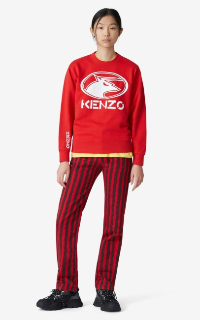 Kenzo Women 'kenzo Ox' Sweatshirt Medium Red